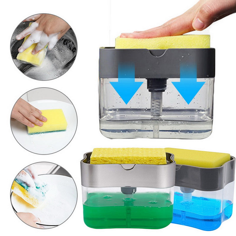 2 in One Special Soap Detergent Pump with Free Sponge Kitchen Dish Wash