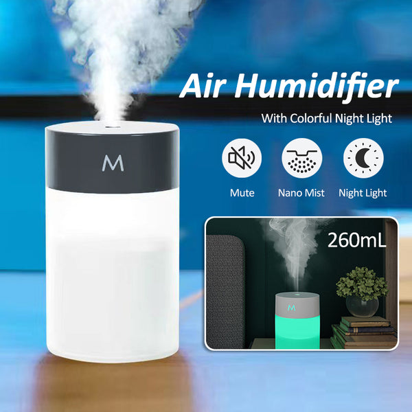 260ml Ultrasonic Humidifier with Aroma Diffuser & Night Light