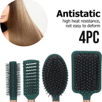 Anti-static Smooth 4pc Hair Air Cushion Comb Dark Green Plastic Comb Scalp