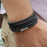 Men's Leather Bracelet - Black