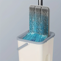 Adjustable Cotton Bucket Scratch Mop with Washable Pads, Hands-Free