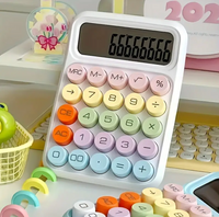 Aesthetic Mechanical Calculator Candy-Colored, Battery-Free with Large