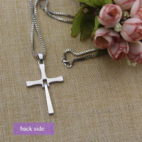 Silver Plated Cross Pendant Men's Necklace