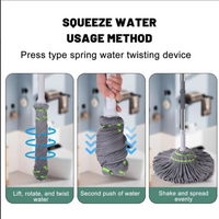 Easy-wring Hands-Free Mop - Kitchen, Bedroom & Living Room Floors | No Hand