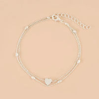 1pcs Mini Love Heart Thin Chain Anklet Set Simple Minimalist Ankle Bracelet