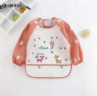 Cartoon Waterproof Long Sleeved Bib, Soft Feeding Bib, Great Christmas