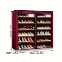 12 Layer Double Side Shoe Rack,12 Tier Shoe Cabinet with Dust Cover, Shoe