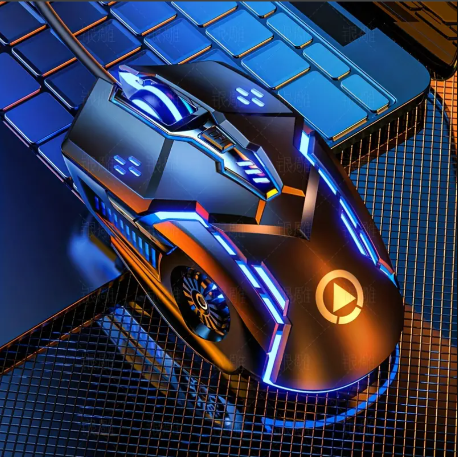 Silver Carved Mechanical Gaming Mouse, Wired, Suitable for Desktop and