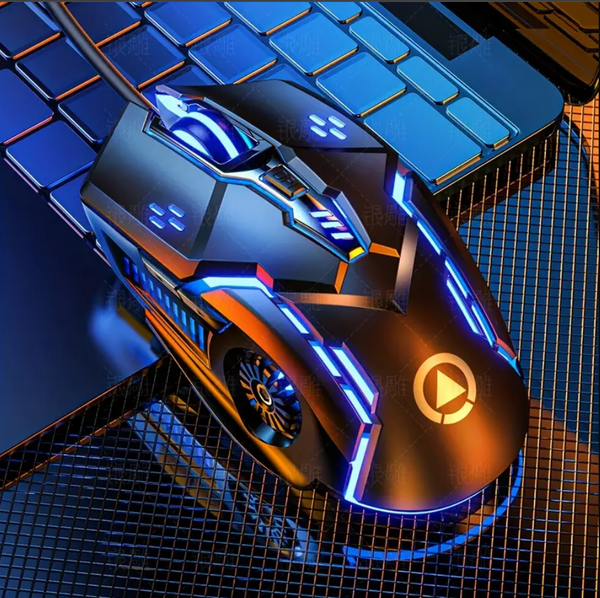 Silver Carved Mechanical Gaming Mouse, Wired, Suitable for Desktop and
