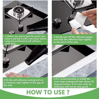 1-roll Self-Adhesive PVC Caulk Tape Waterproof, Mold-Proof Sealing Strip for
