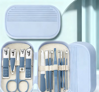 14pcs Premium Manicure and Pedicure Kit in Pink and Blue, Featuring