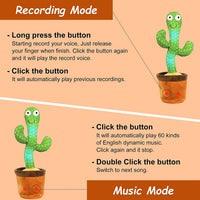 Tiktok Dancing Cactus Toy with 60 Popular Songs + 3 Costumes Talking Singing