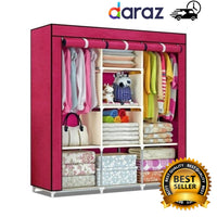3 Door Portable Folding Wardrobe Cupboard