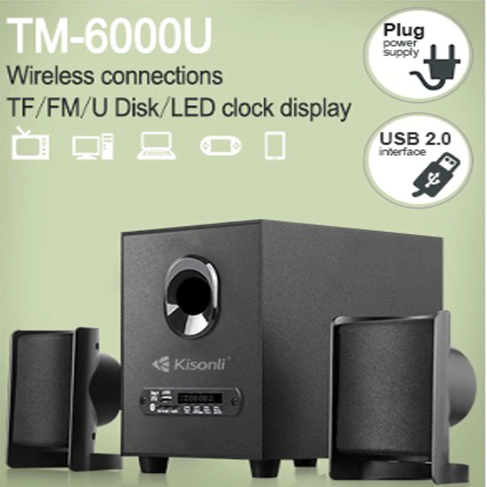 Ultra Loud Subwoofer Kisonli Tm-6000 Multimedia USB 2.1 BT Speaker for PC &