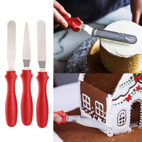 Stainless Steel Cake Cream Cutter Knife Smoother 3 Pcs - Multicolor