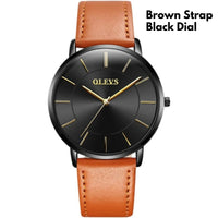 Olevs Men Boys Gents Leather Strap Casual Party Fashionable Elegant Rich