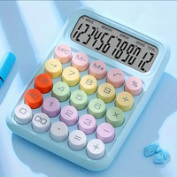 Aesthetic Mechanical Calculator Candy-Colored, Battery-Free with Large