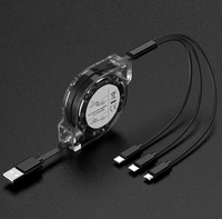 Binboom 3-in-1 Retractable Multi Fast Charger Cable with Type