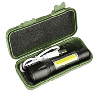 Xpe COB LED Flashlight Adjustable Focus Camping Torch Pen Clip Light