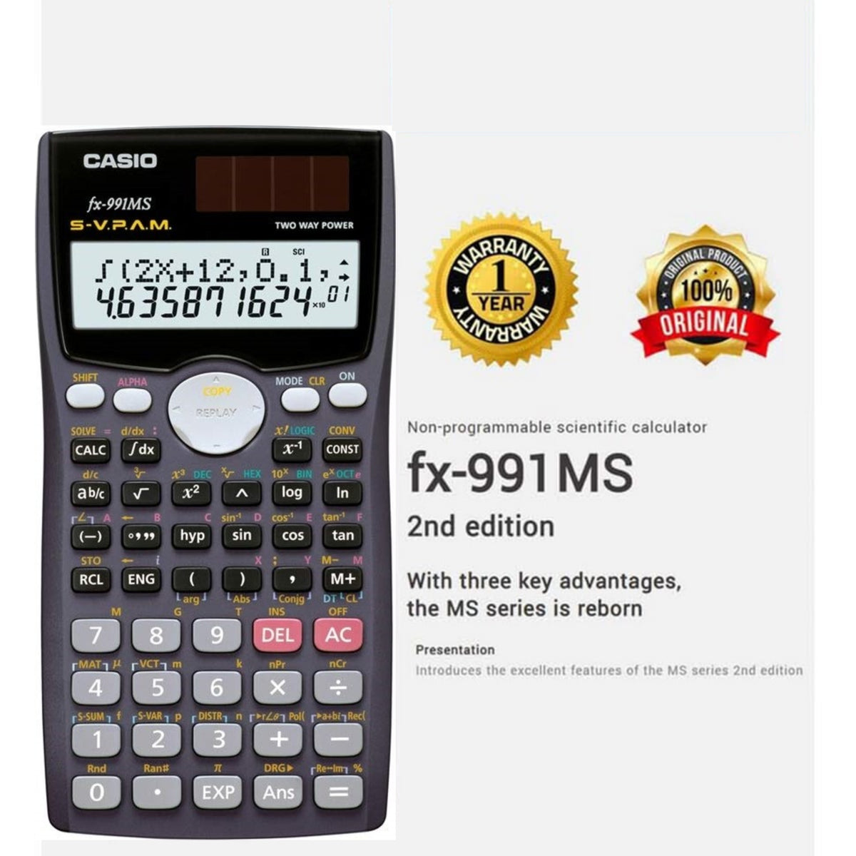 Casio 2nd Edition Scientific Calculator Fx 991ms Brand 2 Line Display