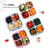 High-quality Wheat Straw 4-Compartment Divided Bento Lunch Box with