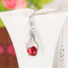 Red Crystal Heart in a Bottle Pendant and Necklace for Women