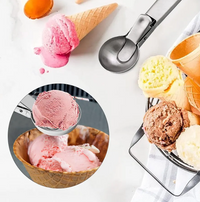 Premium Stainless Steel Ice Cream Scoop with Trigger Fruit Scoop Frozen