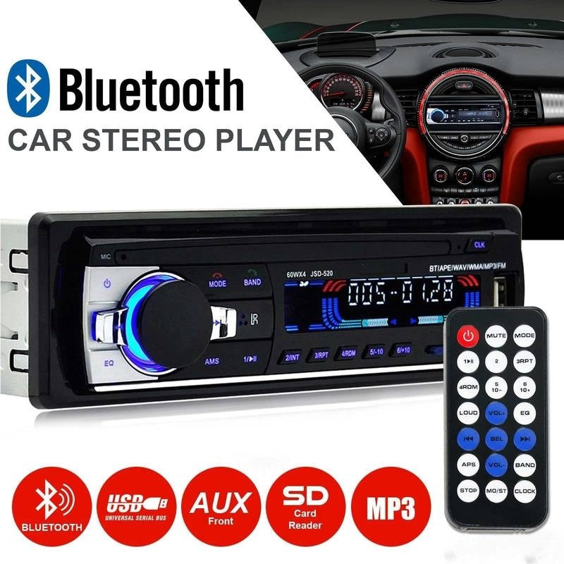 Car Stereo 12v Bluetooth FM Radio Mp3 USB Player with 2.1 Amp Phone Charger