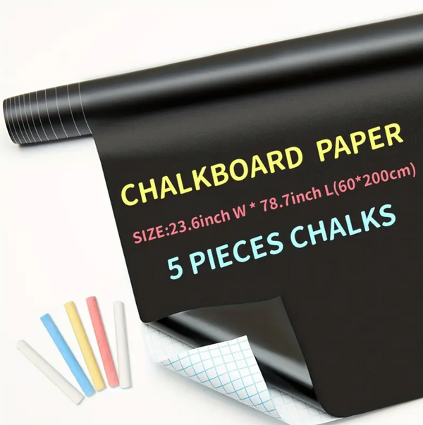 Giant Chalkboard Sticker for Wall | 60x200cm Erasable PVC Blackboard Mural