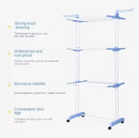 Heavy Duty 6 Tier 3 Layer 50Kg Capacity Clothes Rack Moveable & Foldable