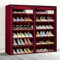 12 Layer Double Side Shoe Rack,12 Tier Shoe Cabinet with Dust Cover, Shoe