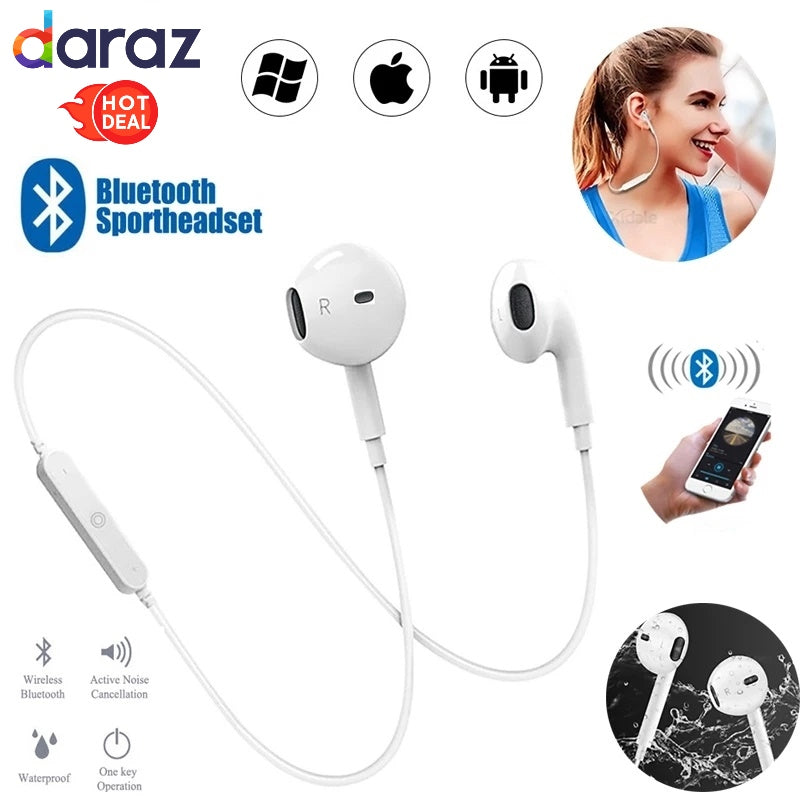 S6 Smart Wireless Bluetooth Earphone with Mic - Sports Stereo Headphone