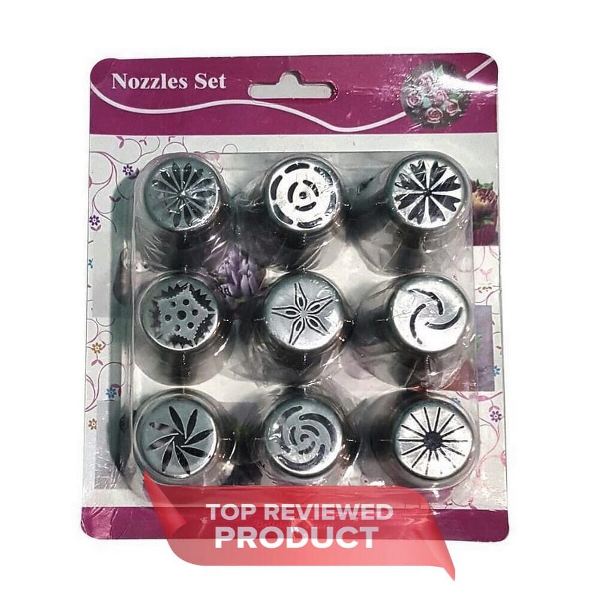 Stainless Steel Russian Nozzle Set 9 Pcs - Silver