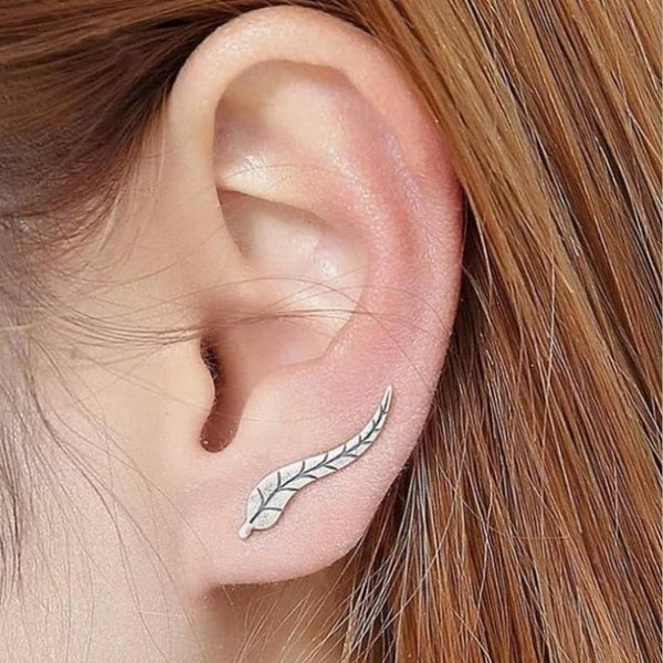 Gold Earring Leaf Stud for Women 1 Pair Gold or Silver Earring