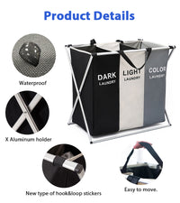 Dirty Clothes Storage Basket Three Grid Organizer Basket Collapsible Large