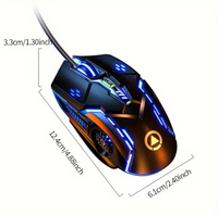 Silver Carved Mechanical Gaming Mouse, Wired, Suitable for Desktop and