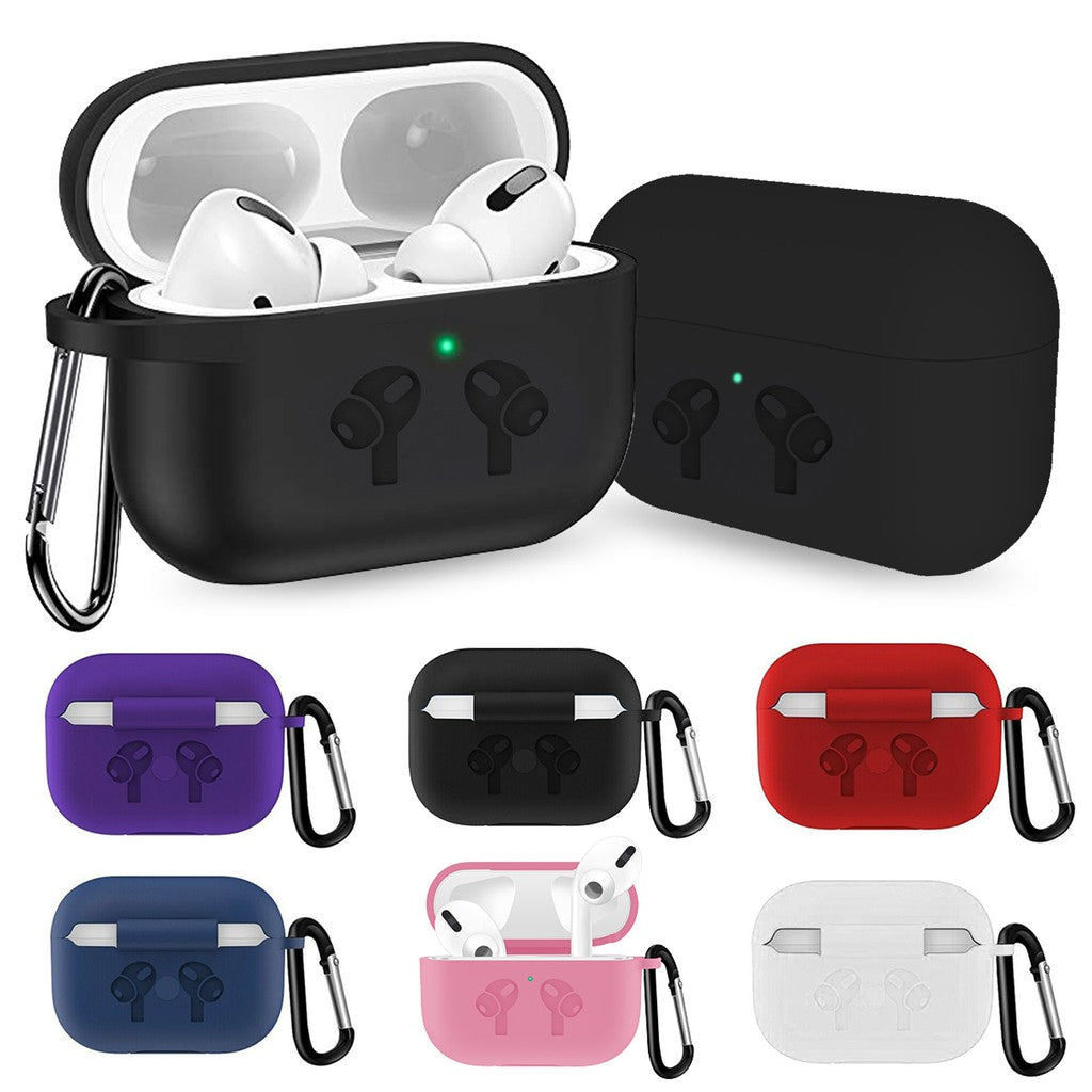 Airpods Pro 4 Case Pouch Silicone Soft + Hook Pouch in Black Red Brown Green