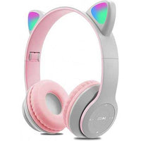 P47m Cute Fashion Cat Ears Wireless Headphones Flash Light LED RGB Gaming