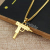 Vintage Gold Plated Uzi Gun Pendant Chain