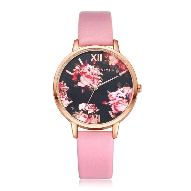 Luxury Leather Strap Rose Gold Frame Watch