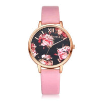 Luxury Leather Strap Rose Gold Frame Watch