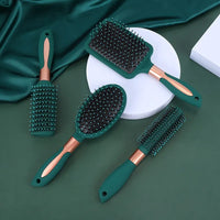 Anti-static Smooth 4pc Hair Air Cushion Comb Dark Green Plastic Comb Scalp