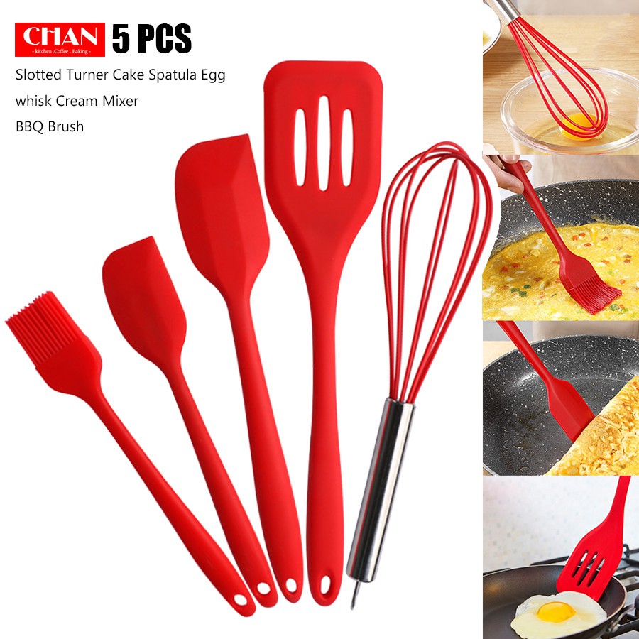 5pcs/set Kitchen Resistant Silicone Cream Spatula Mixing Batter Scraper