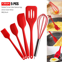 5pcs/set Kitchen Resistant Silicone Cream Spatula Mixing Batter Scraper