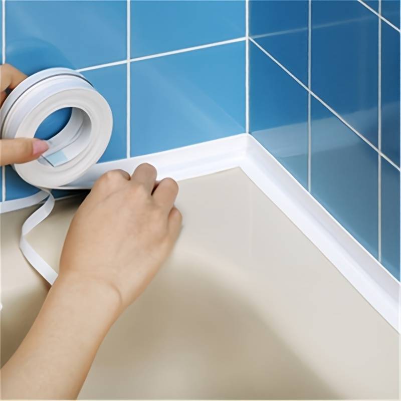 1-roll Self-Adhesive PVC Caulk Tape Waterproof, Mold-Proof Sealing Strip for