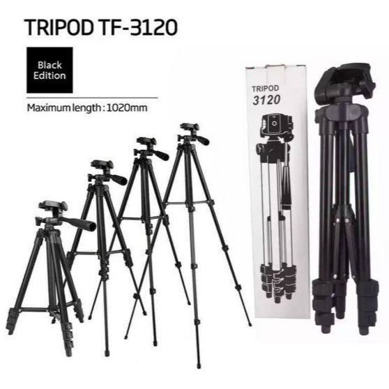 3120 Black Edition Tripod Stand for Phone and Camera Adjustable Aluminum Alloy.
