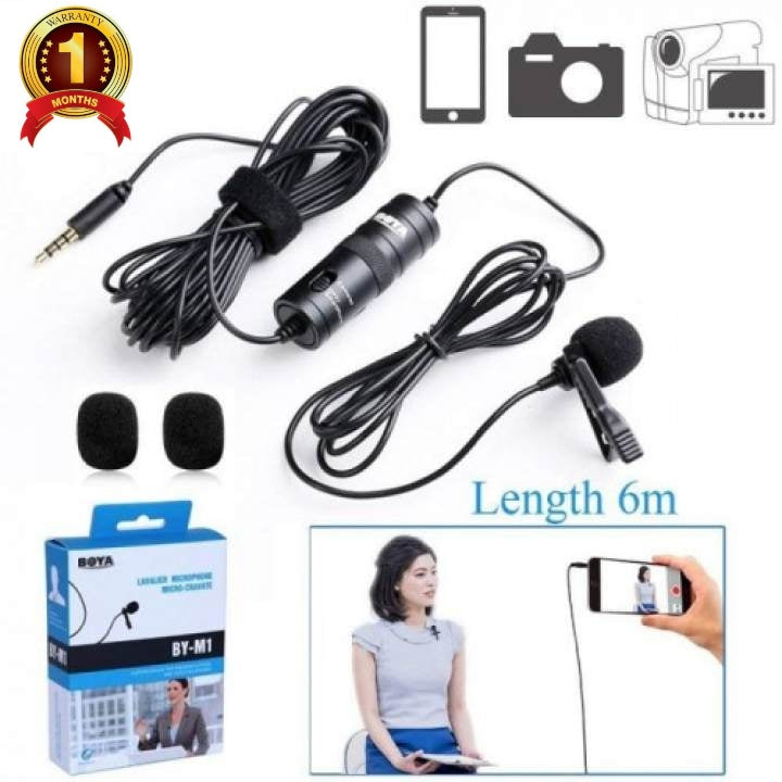 Boya By-m1 Lavalier Clip-On Microphone for Smartphones, Camcoders, DSLR