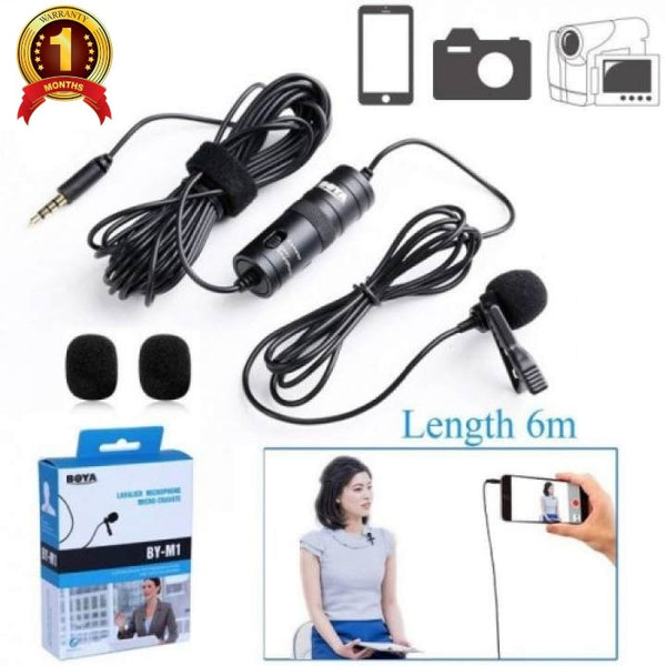 Boya By-m1 Lavalier Clip-On Microphone for Smartphones, Camcoders, DSLR