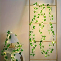 1pc of Artificial Ivy Vine with LED String Lights, Green Leaf Garland