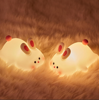 Led Night Lights Cute Sheep Rabbit Silicone Lamp USB Rechargeable Timing